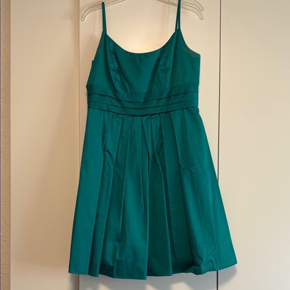 David's Bridal Green A-Line Pleated Sundress